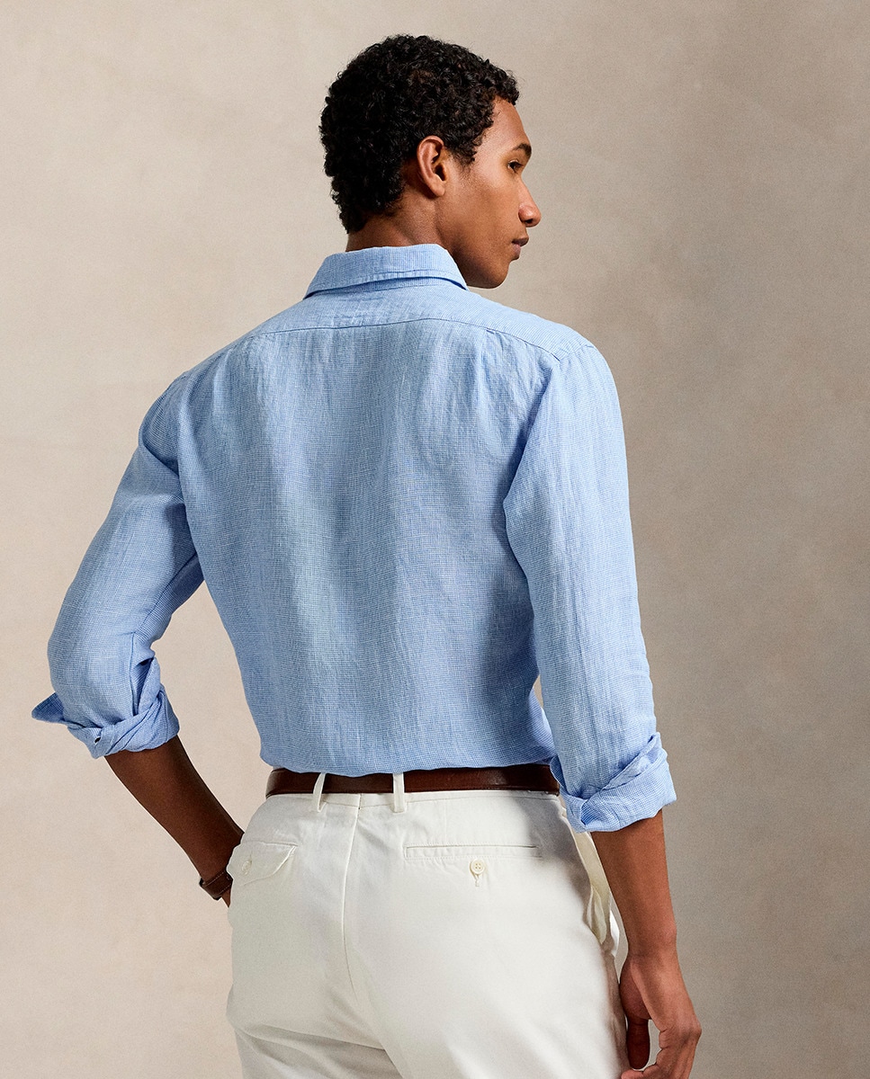 Camisa Regular Fit de Linho Azul-claro-2