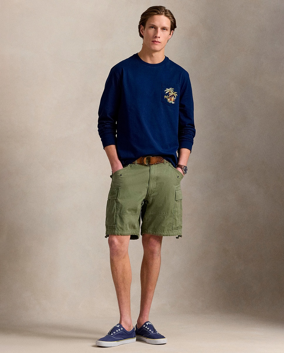 Camisola de Algodão com Manga Comprida Azul-marinho-4
