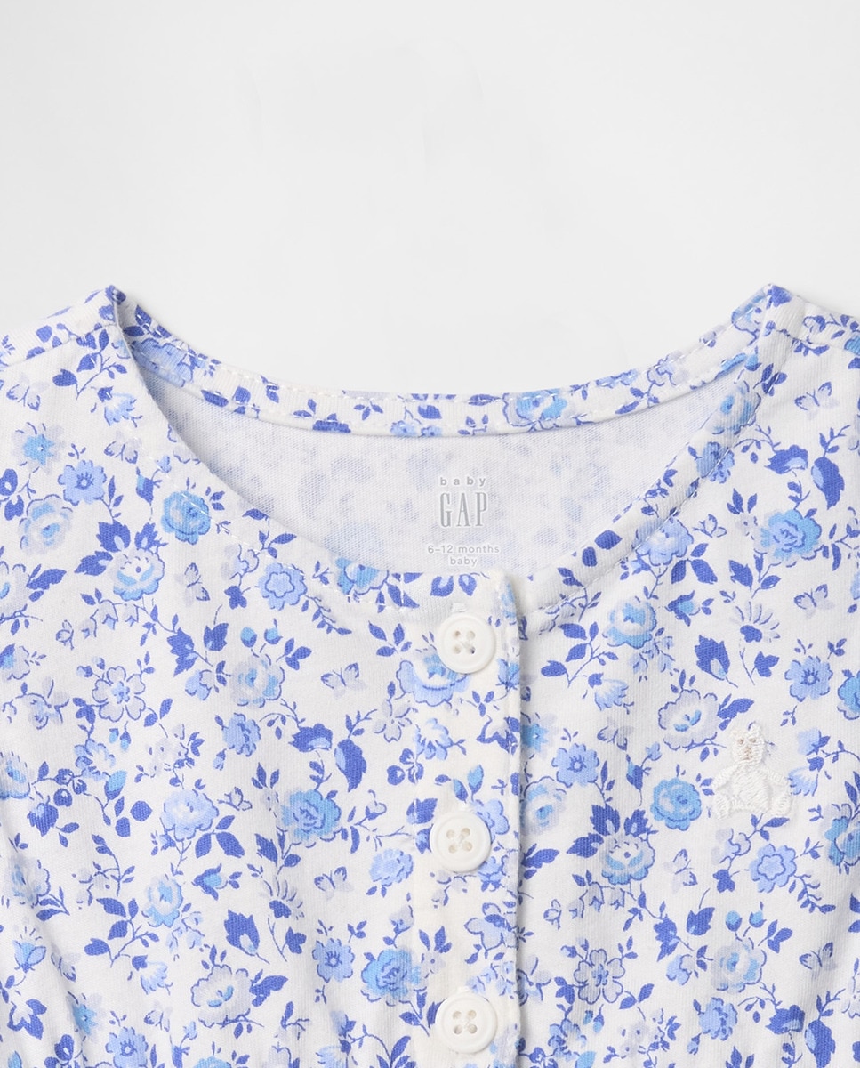 Body de Bebé com Manga Curta com Folhos Azul-3