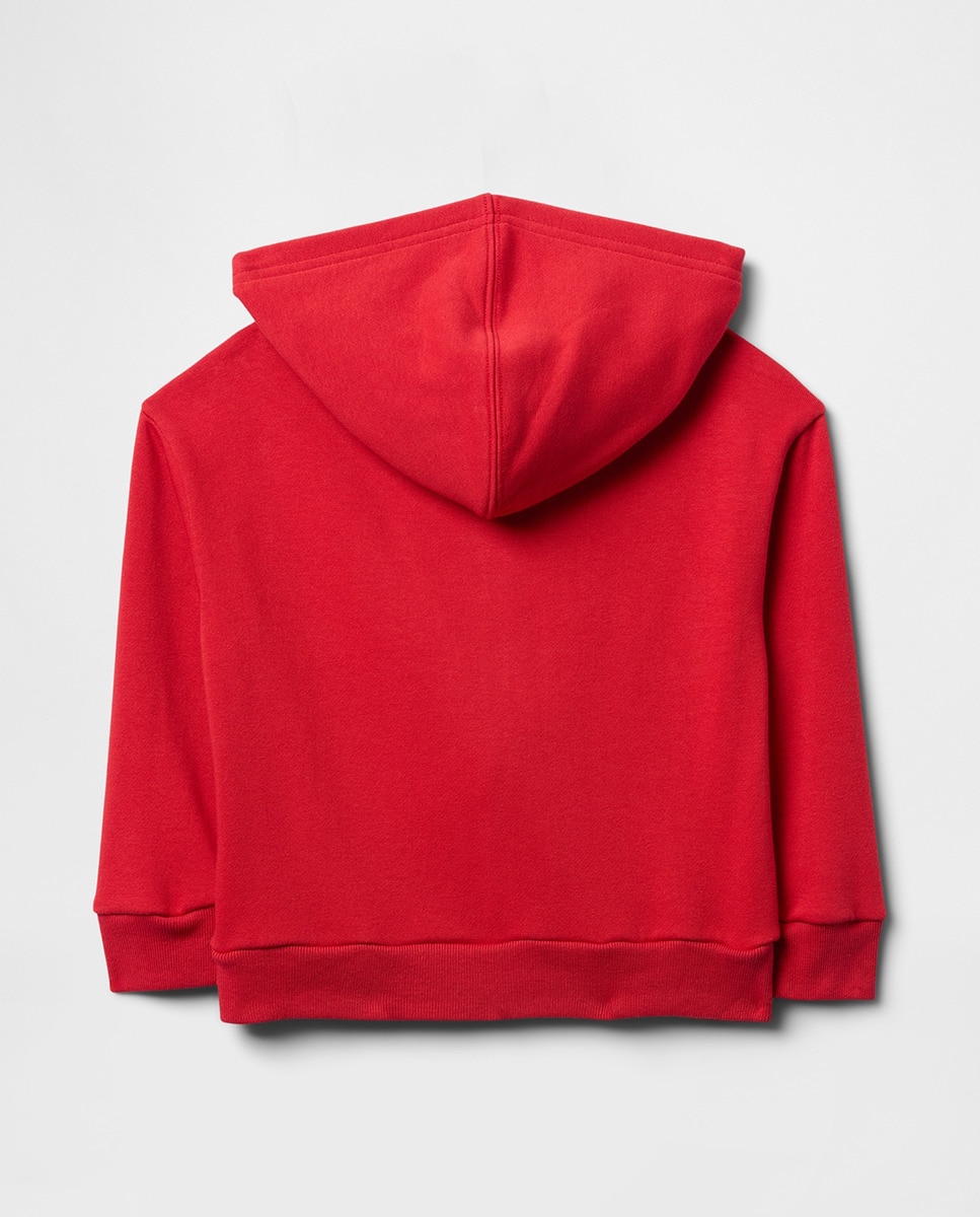 Sweatshirt com Capuz, Fecho de Correr com Logótipo e Bolsos Canguru Vermelho-2
