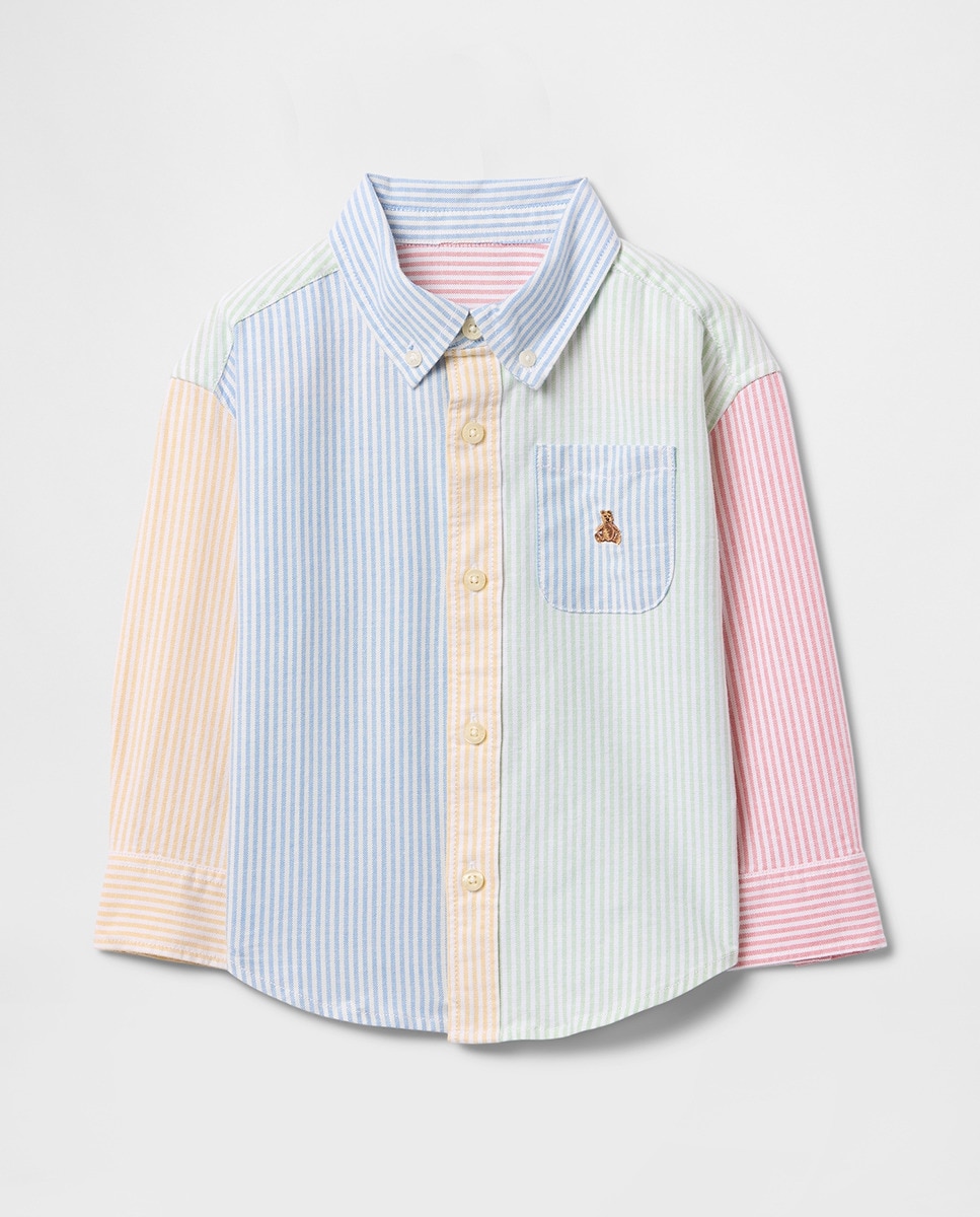 Camisa Oxford às Riscas com Manga Comprida Multicolor-2