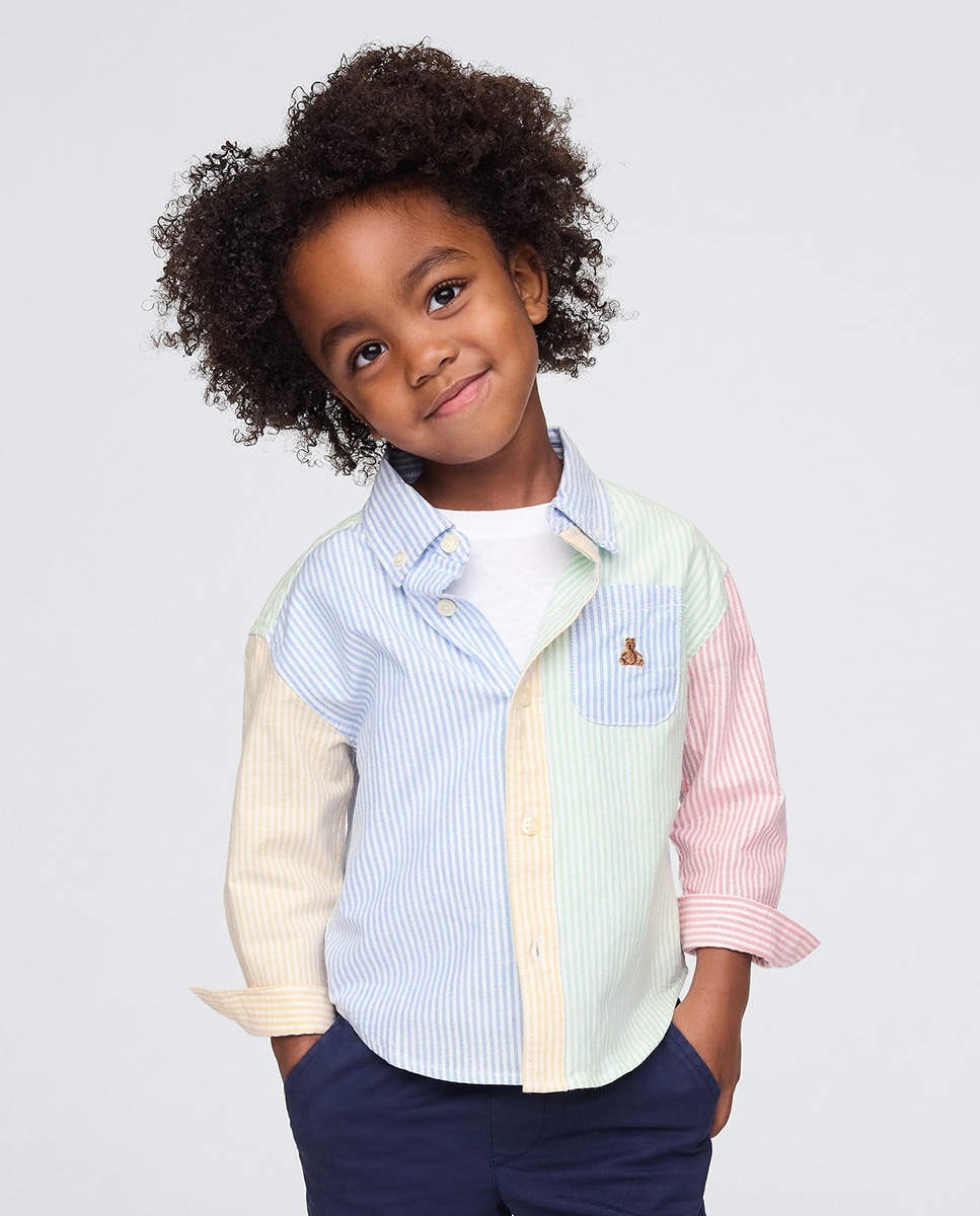 Camisa Oxford às Riscas com Manga Comprida Multicolor-1