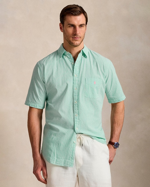 Imagem 0 de Camisa Regular Fit de Seersucker com Manga Curta Tamanhos Grandes
