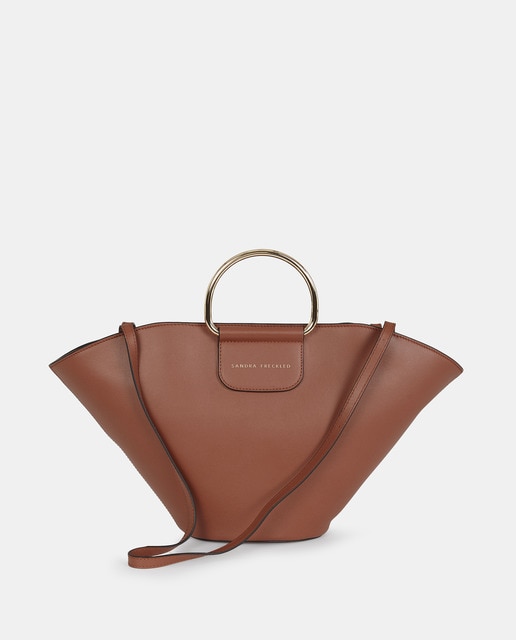 Imagem 0 de Mala Crossbody em Pele com Alças de Mão Metálicas - Preto