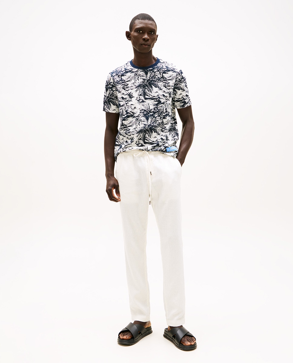 T-shirt com Estampado Tropical Multicolor-5