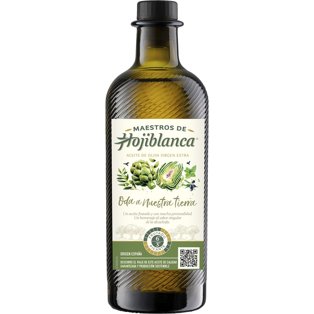 Aceite de oliva virgen extra sabor intenso amargo y picante botella 500 ml Oda a Nuestra Tierra nº 5 - Maestros De Hojiblanca