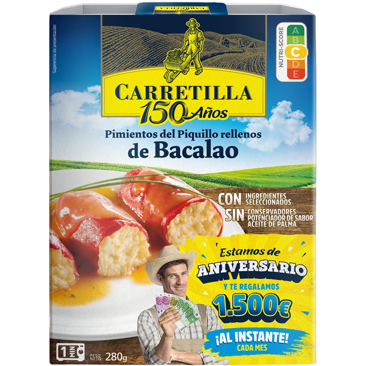 Pimientos del piquillo rellenos de bacalao envase 280 g - Carretilla