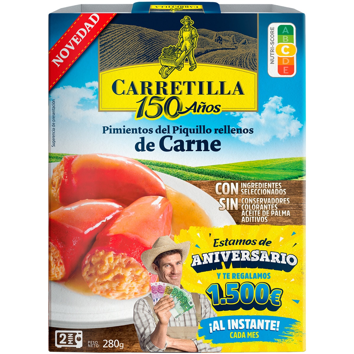 Pimientos del piquillo rellenos de carne envase 280 g - Carretilla