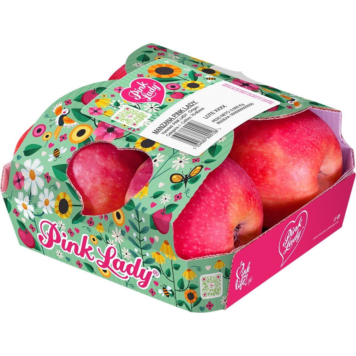 Manzana pink lady 4 unidades bandeja 800 g peso aproximado - Pink Lady