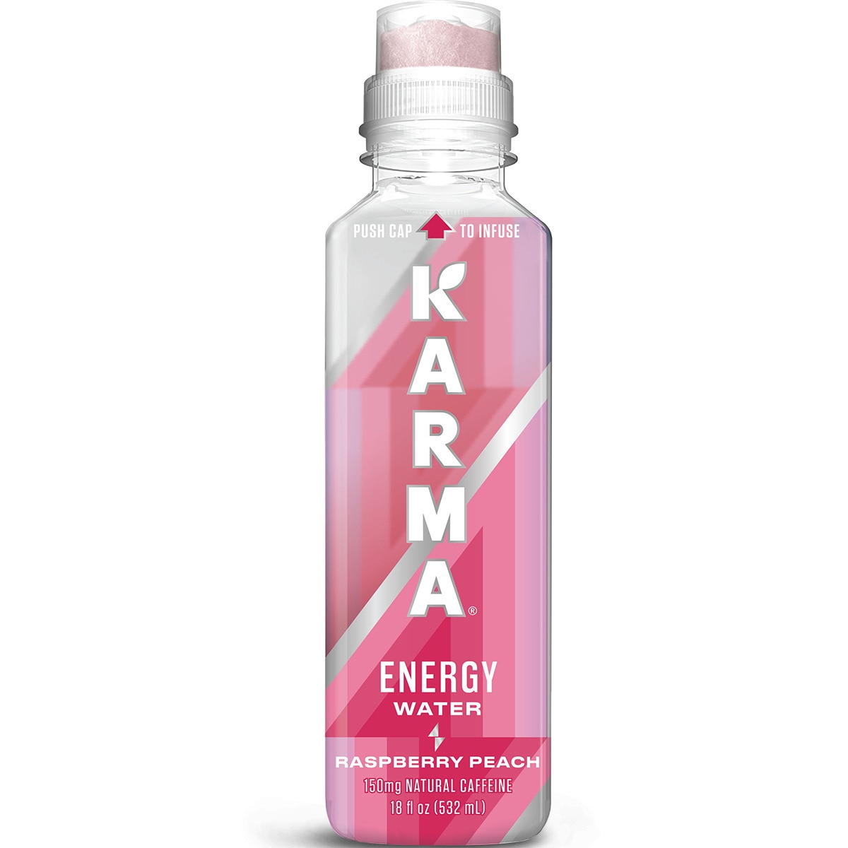 Agua energética sabor frambuesa y  melocotón con cafeína botella 532 ml - Karma
