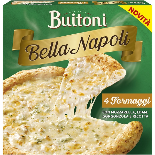 Pizza 4 Formaggi mit Mozzarella, Edamer, Gorgonzola und Ricotta Karton 345 g