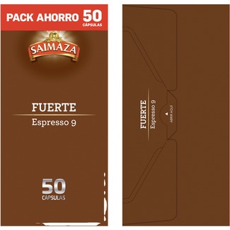 Café Espresso fuerte intensidad 9 pack ahorro estuche 50 cápsulas compatibles con máquinas Nespresso - Saimaza