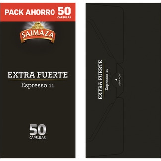 Café Espresso extra fuerte intensidad 11 pack ahorro estuches 50 cápsulas compatibles con máquinas Nespresso - Saimaza
