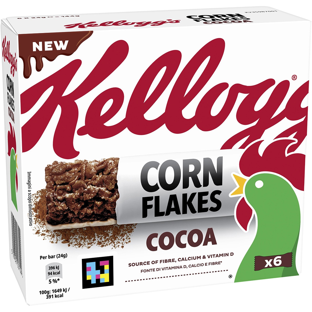 Barritas de copos de maíz con chocolate 6 unidades estuche 144 g - Kellogg's Corn Flakes