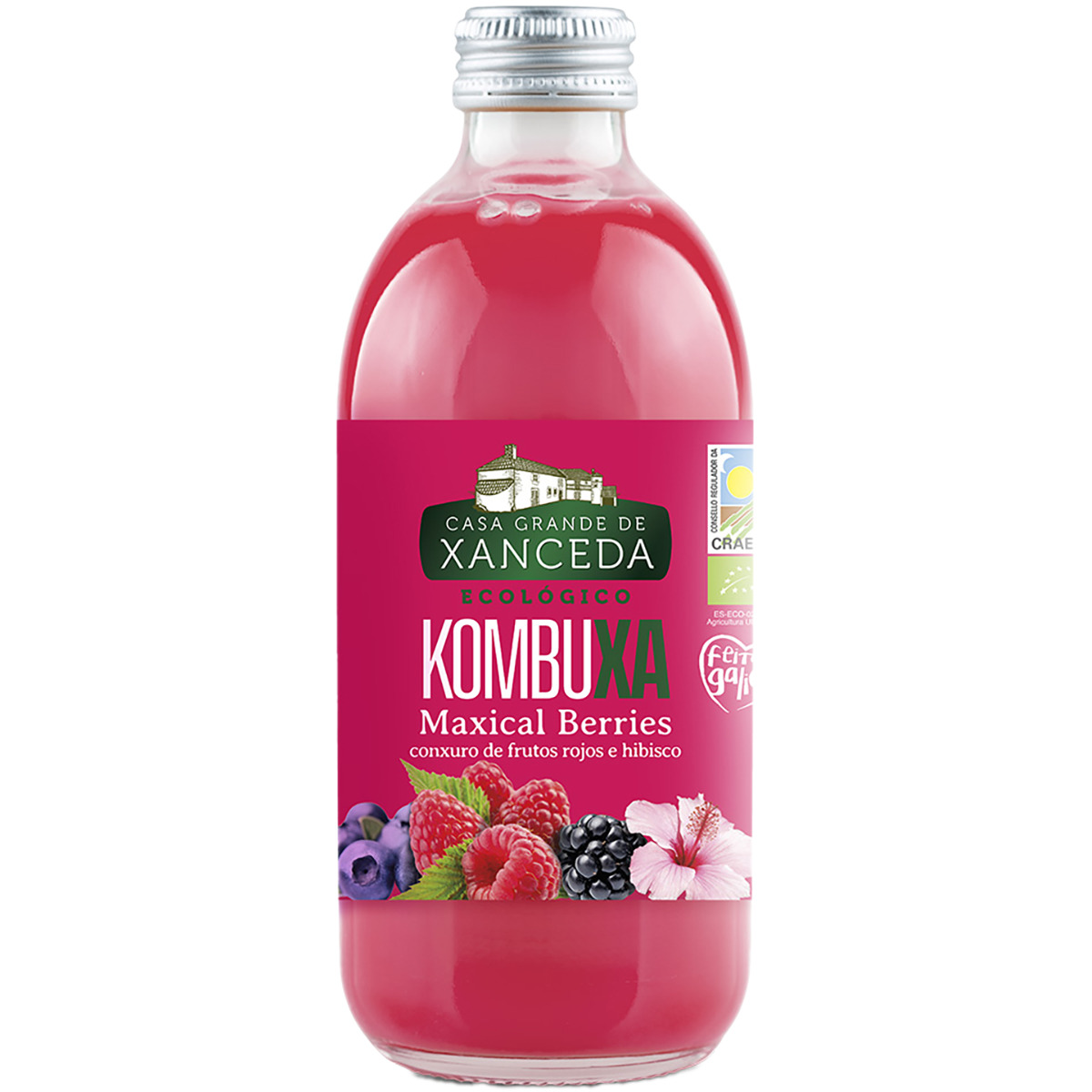 Kombuxa ecológica de frutos rojos e hibisco botella 250 ml - Casa Grande De Xanceda