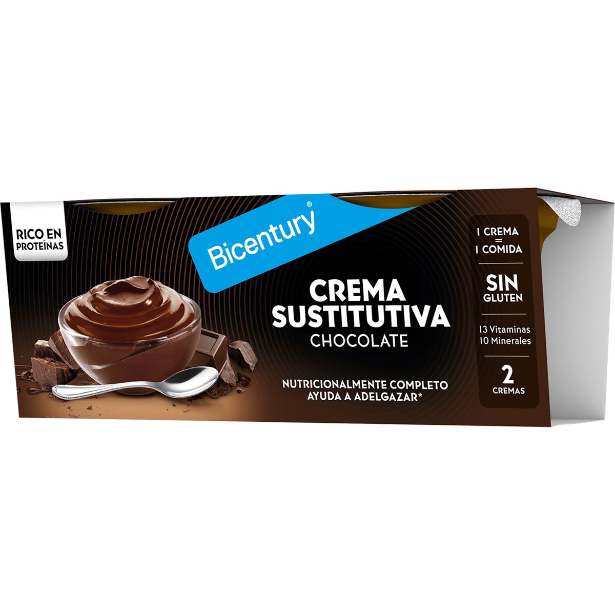 Línea crema sabor chocolate intenso sin gluten sustitutivo de una comida 2 envase 125 g - Bicentury