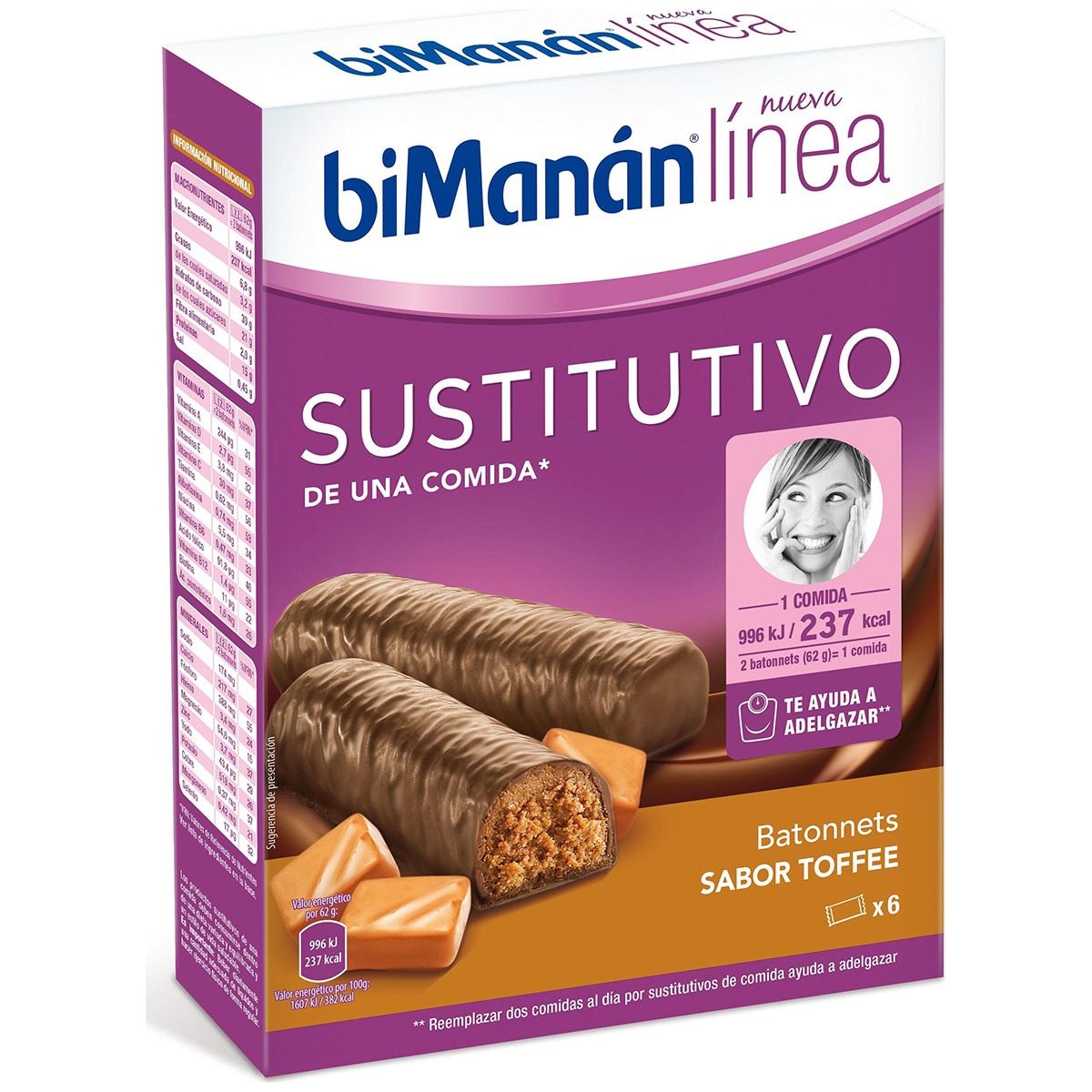 Línea batonnets sabor toffee sustitutivo de una comida 6 unidades envase 186 g