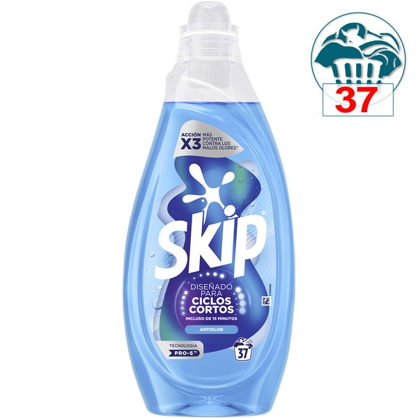 anti-odour washing machine liquid detergent for short cycles bottle 37 dose