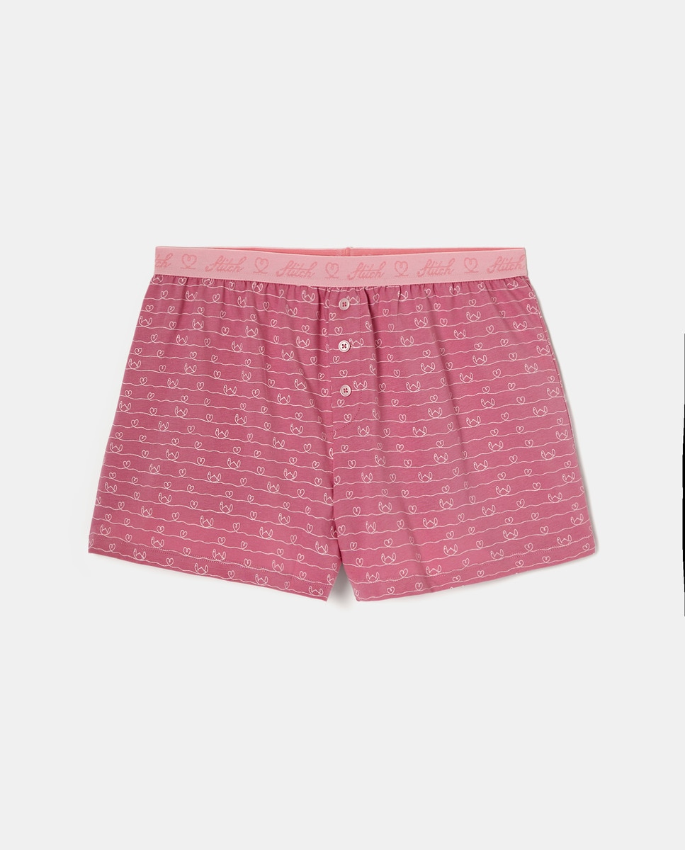 Calças de Pijama Stitch Corações 230 Rosa Escuro-5