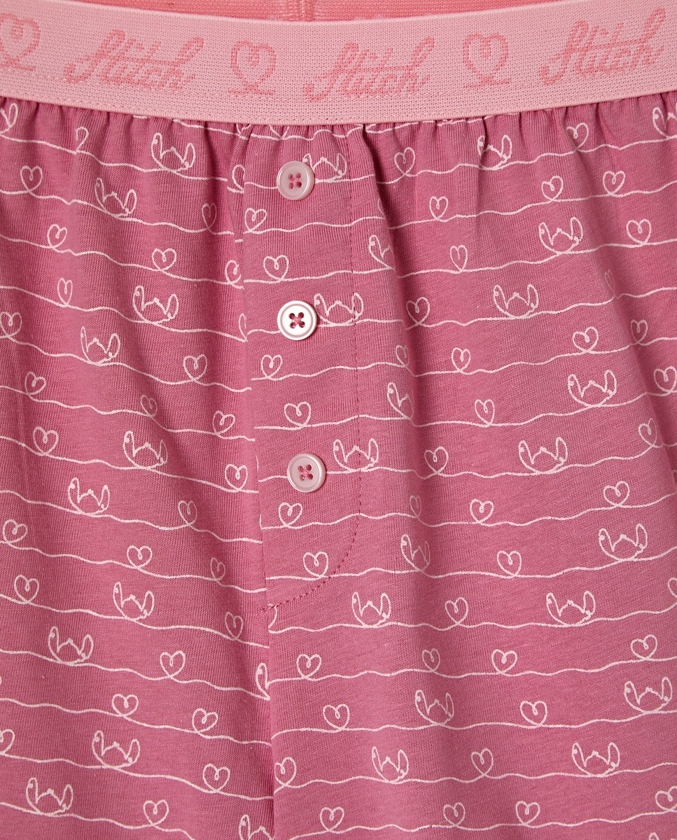 Calças de Pijama Stitch Corações 230 Rosa Escuro-6