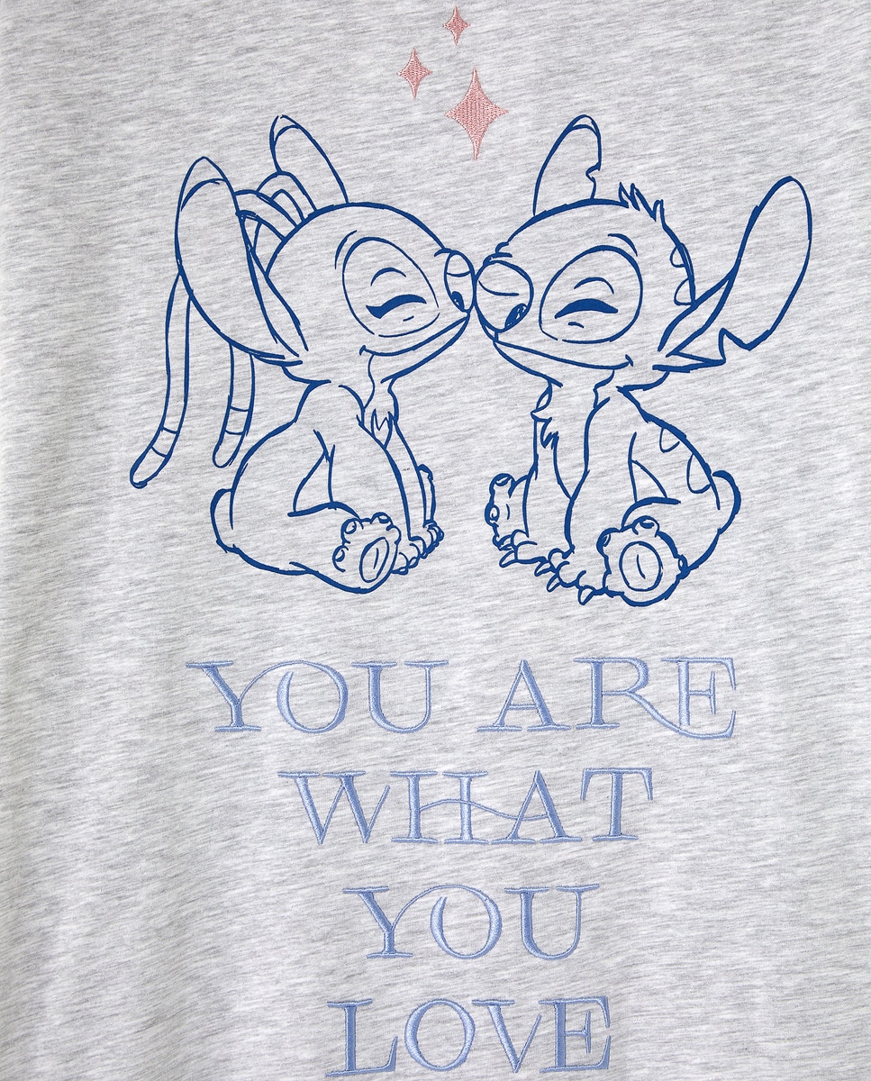 Camisa de Dormir Stitch and Angel Cinzento-claro-4