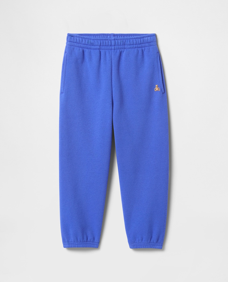 Joggers com Cintura Elástica e Bolsos Inclinados à Frente Azul-3