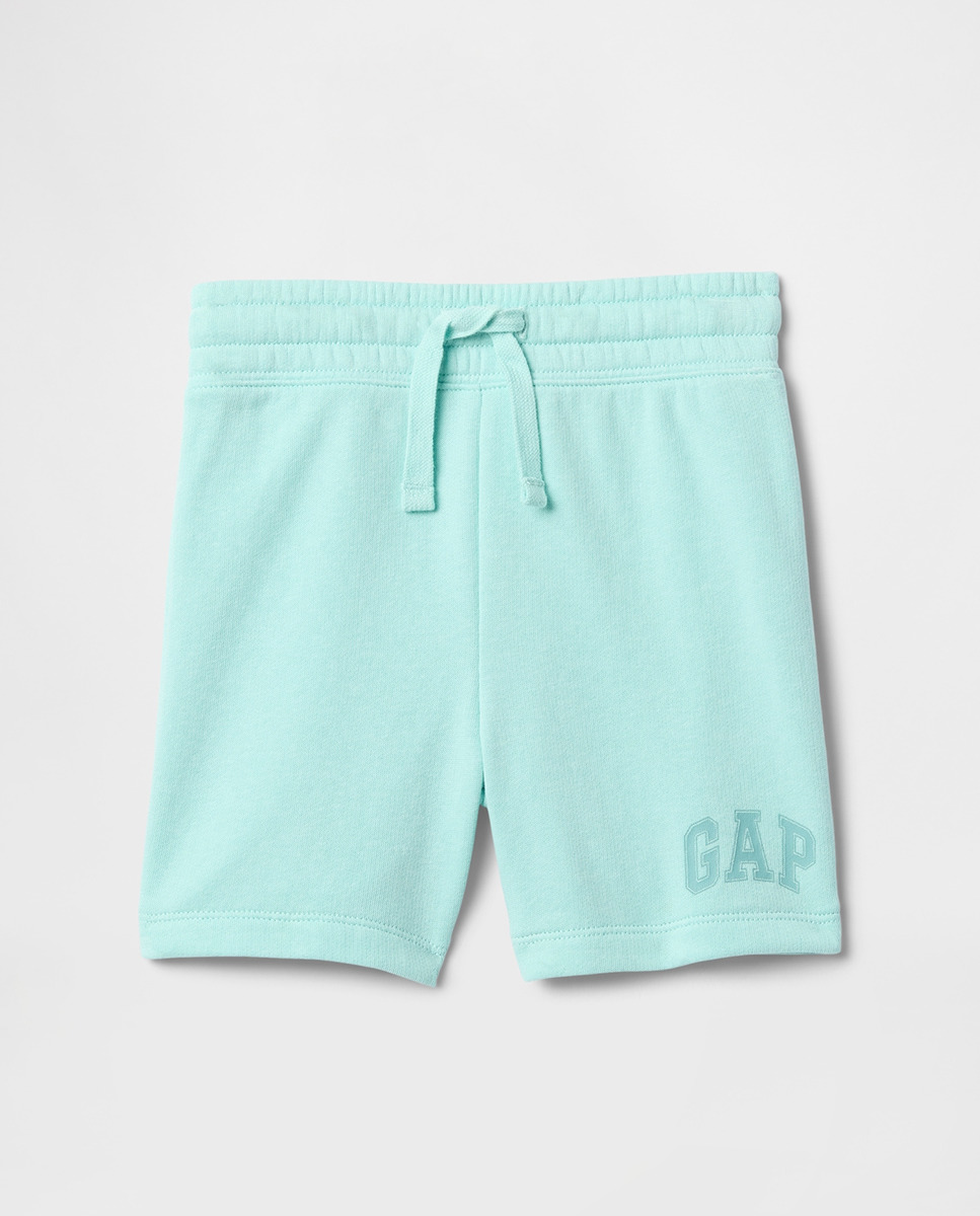 Bermudas de Felpa Francesa Suave com Cintura Elástica e Logótipo na Bainha Turquesa-1