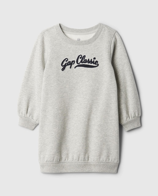 Imagen 0 de Vestido sudadera de niña con cuello redondo y manga larga y logotipo de Gap Athletic en la parte delantera