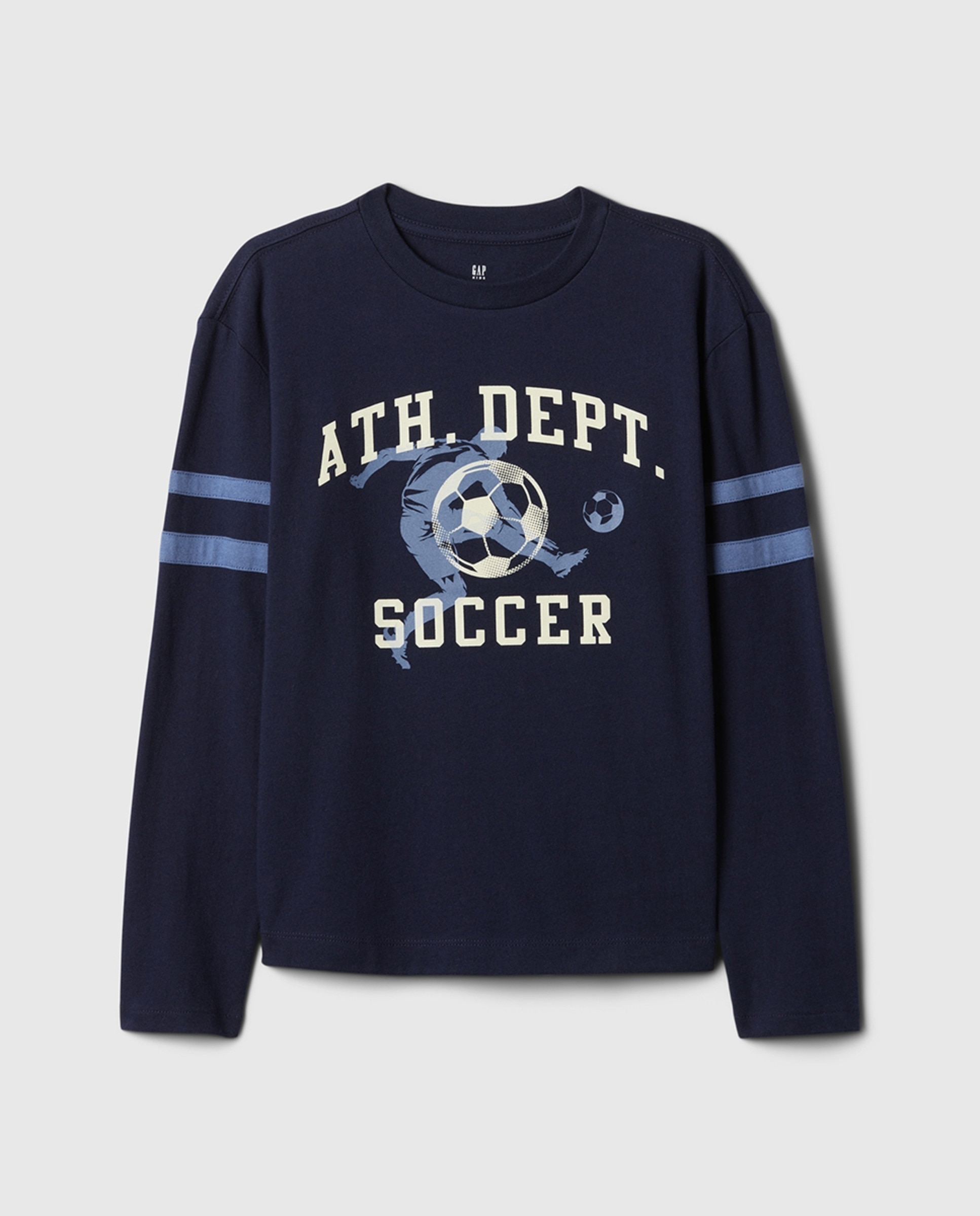 Camiseta de niño de manga larga con cuello redondo y Gráfico de Gap  Athletic en la parte delantera 10 Años Azul marino