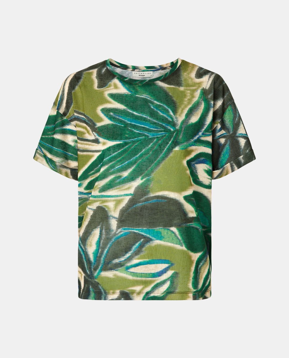 T-shirt de Manga Curta Estampada Verde-4