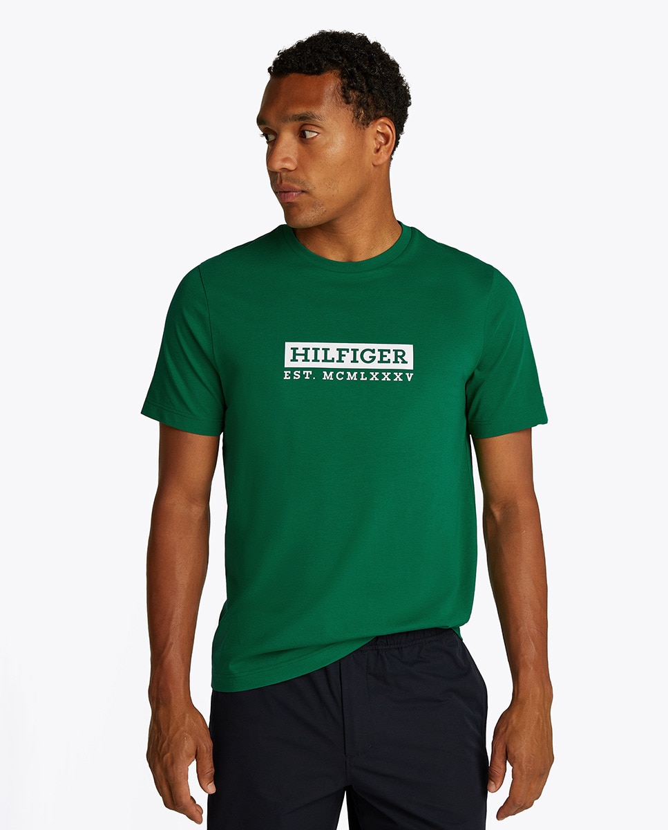 T-shirt com Decote Redondo e Manga Curta Verde-1