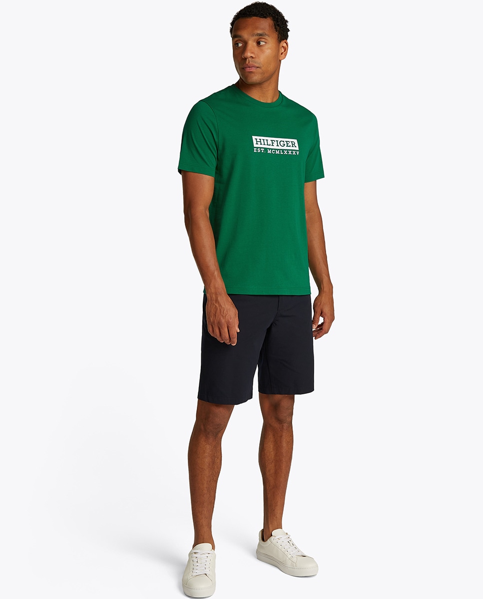 T-shirt com Decote Redondo e Manga Curta Verde-4