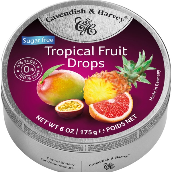 Rebuçados de Frutos Tropicais sem Açúcar lata 175 g