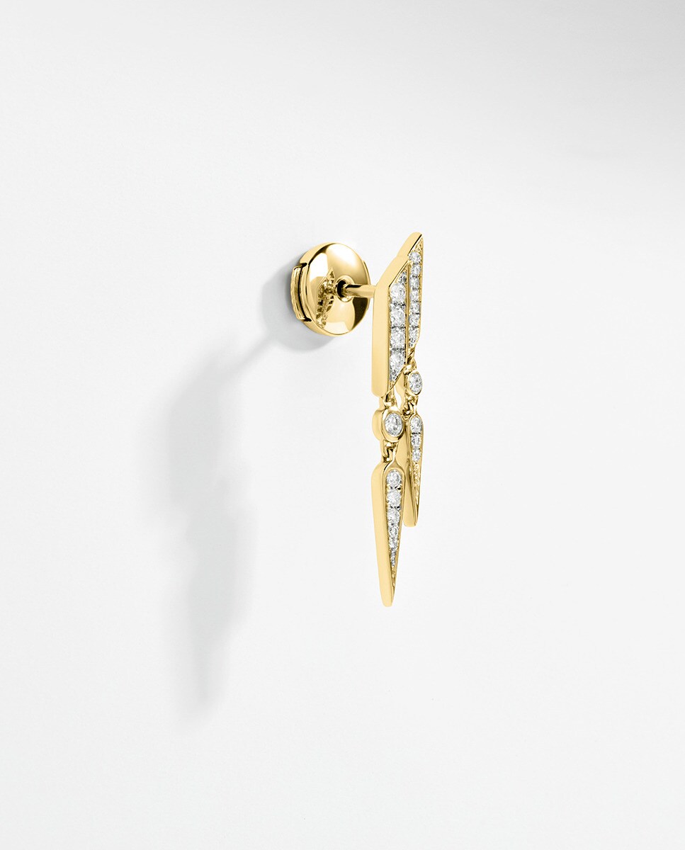 Pendiente individual Anyway de oro con diamantes Blanco-2