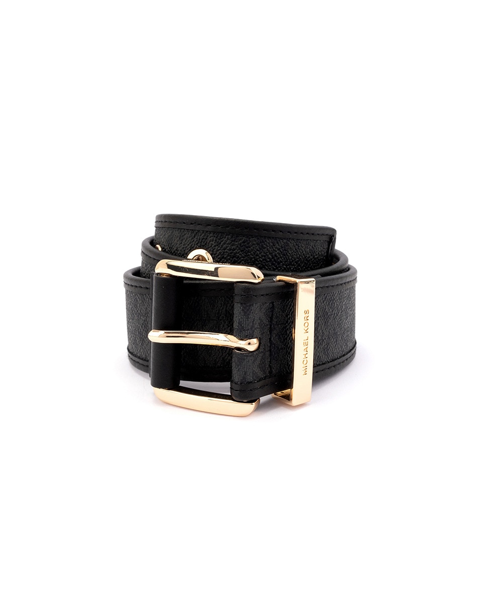 Cinto de Couro com Logótipo - Preto Preto-1