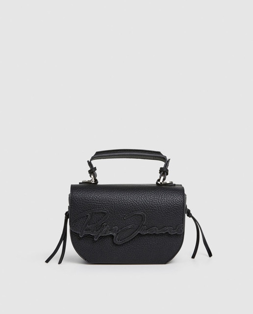 Imagem 0 de Mala a Tiracolo Amber Script com Aba, Logótipo Tipo Assinatura e Detalhe de Nós Laterais