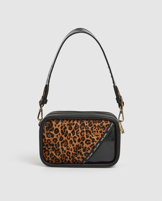 Imagem 0 de Mala Tipo Camera Bag Keyra Leo com Combinação à Frente de Animal Print, Tom Uniforme e Logótipo