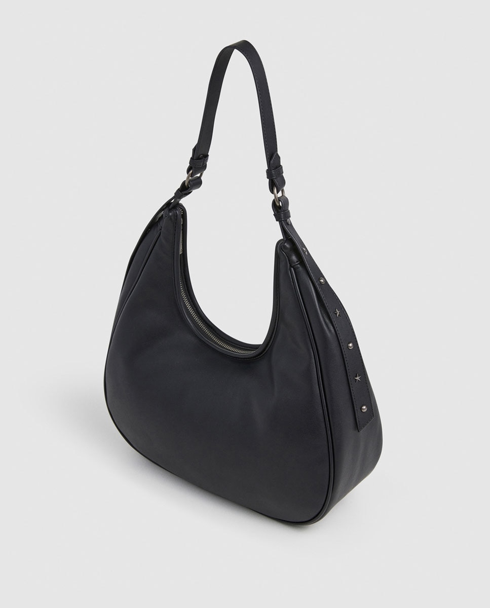 Mala Hobo Nadia Cluster com Tachas Metálicas Preto-2
