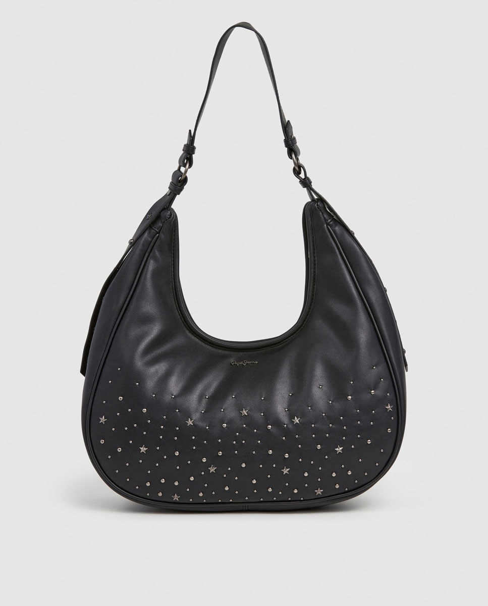 Mala Hobo Nadia Cluster com Tachas Metálicas Preto-1