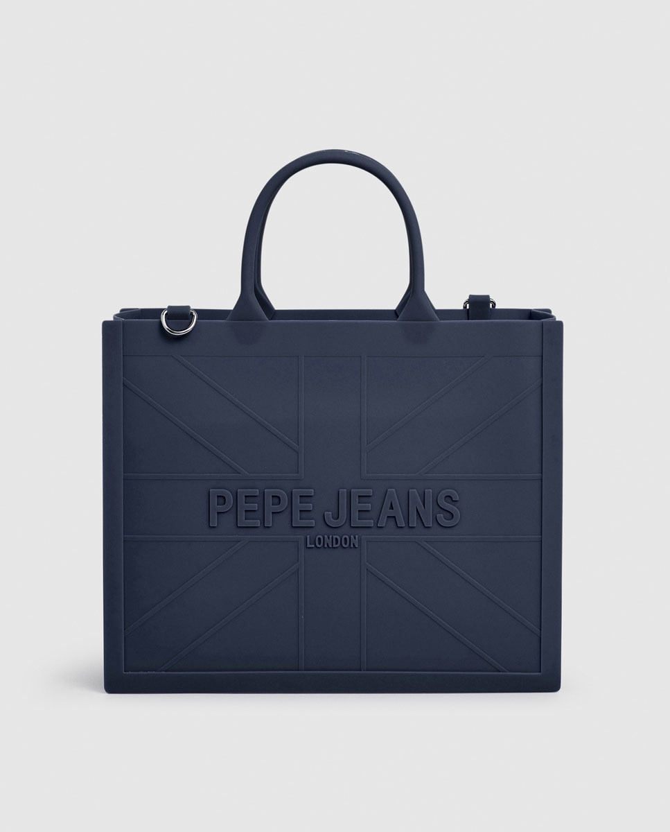 Mala Tipo Tote Gabrielle de Borracha com Logótipo Gravado Azul-marinho-1