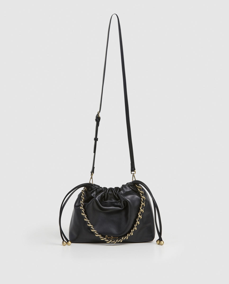 Mala Hobo Giselle com Corrente Metálica Preto-2