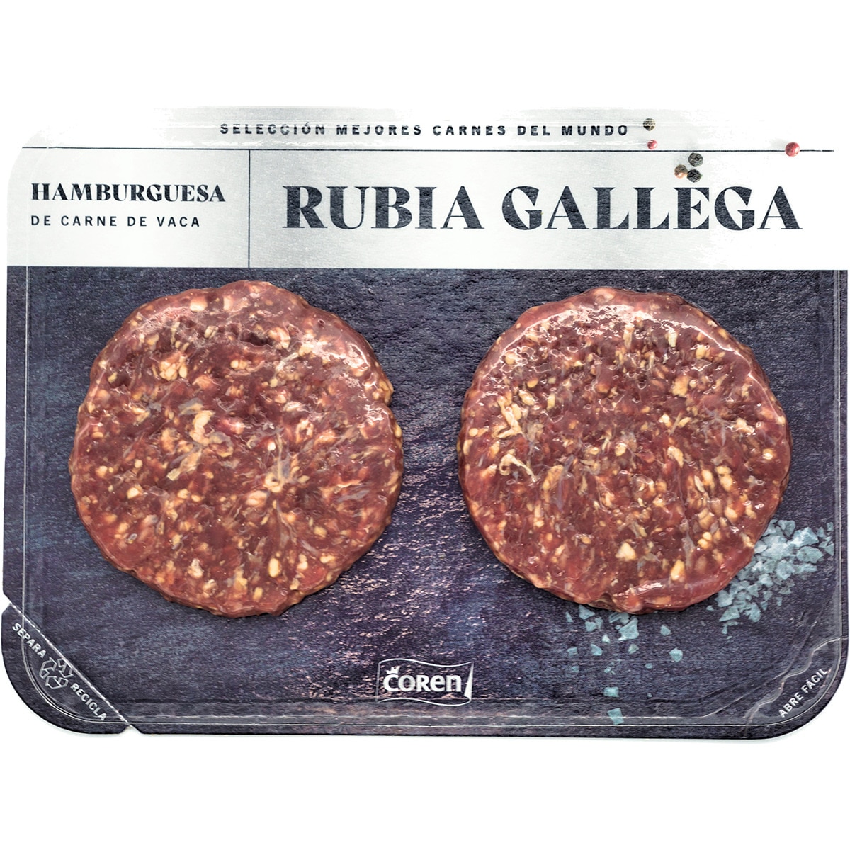 Hamburguesa de carne de vaca rubia gallega 2 unidades bandeja 300 g - Coren