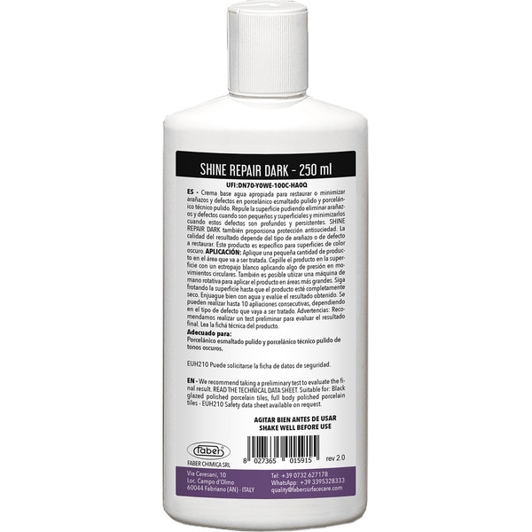 producto en crema para arañazos y defectos Shine Repair Dark can 250 ml en porcelánico esmaltado pulido y porcelánico técnico pulido