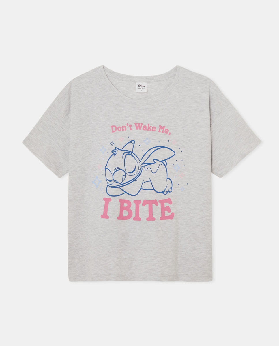 Camisola de Pijama com Estampado Stitch Bite Cinzento-claro-1