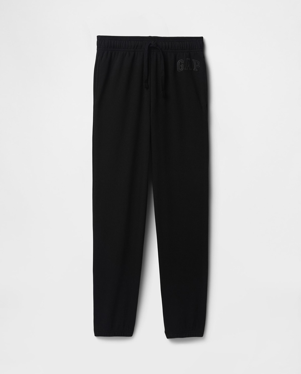 Calças de Algodão com Cintura Elástica com Cordões Preto-2