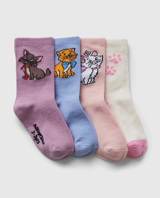 Imagen 0 de Pack de 4 calcetines de niña con gráficos de Disney Los Aristogatos en la parte superior