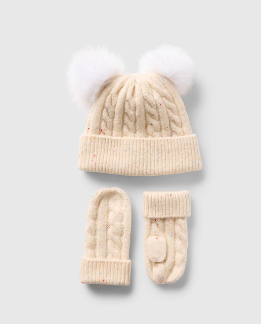 Imagen 0 de Conjunto de gorro y manoplas de bebé niña