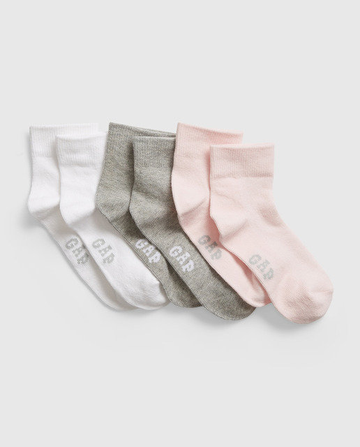 Imagen 0 de Pack de 3 pares de calcetines de niña con parte superior acanalada