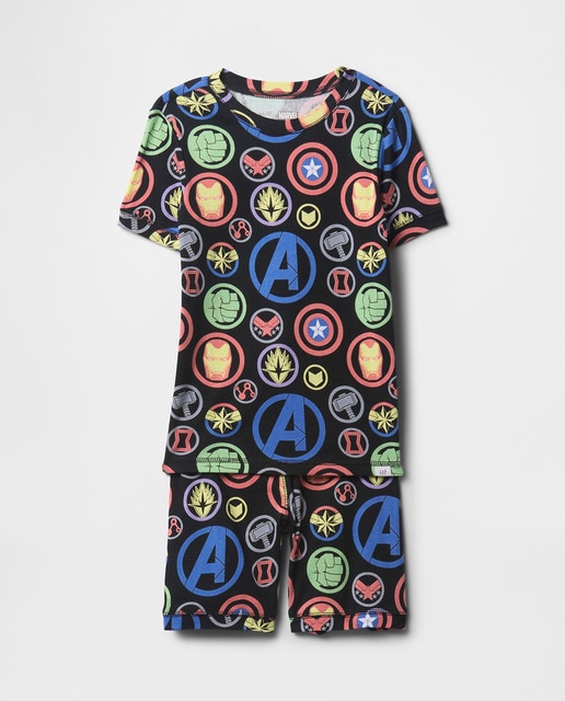 Imagem 0 de Conjunto de Pijama de Algodão Suave e Calções com Interior Acolhedor, Gola Redonda e Manga Comprida