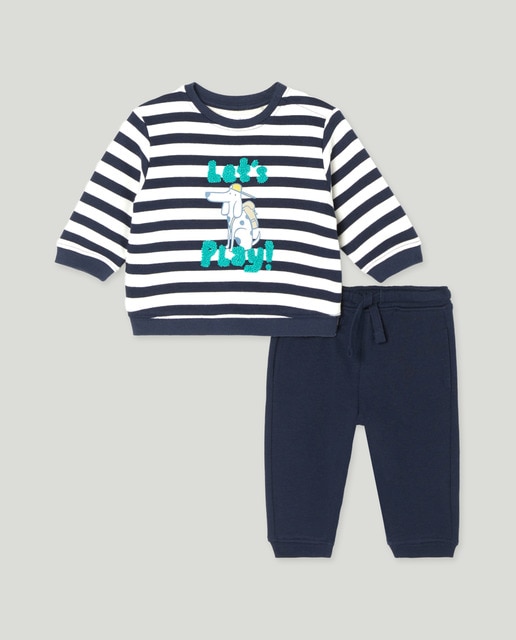 Imagem 0 de Conjunto de 2 Peças de Bebé: Sweatshirt + Calças com Estampado